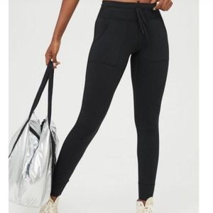 Aerie Chill Play Move Drawstring Leggings, Black, Size L (Regular)